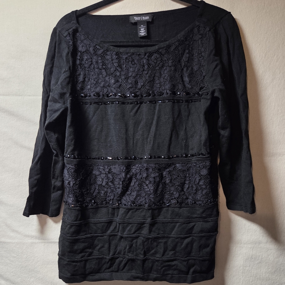 White House Black Market Black Lace Blouse